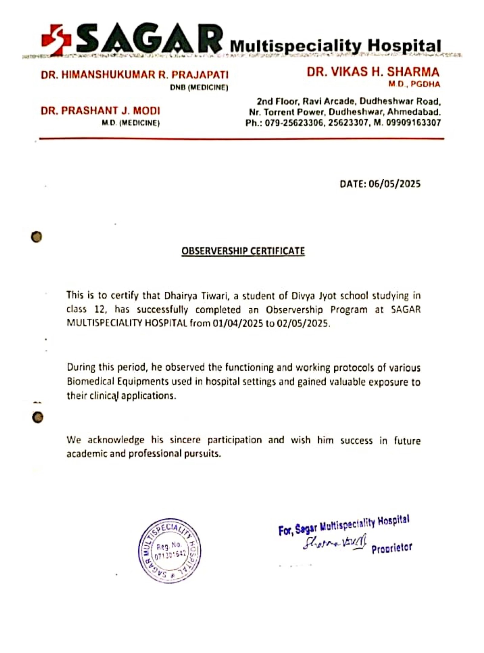 Observership_at_Sagar_Multispecialty_hospital